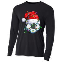 Christmas Soccer Ball Team Santa Sports Xmas  Cooling Performance Long Sleeve Crew