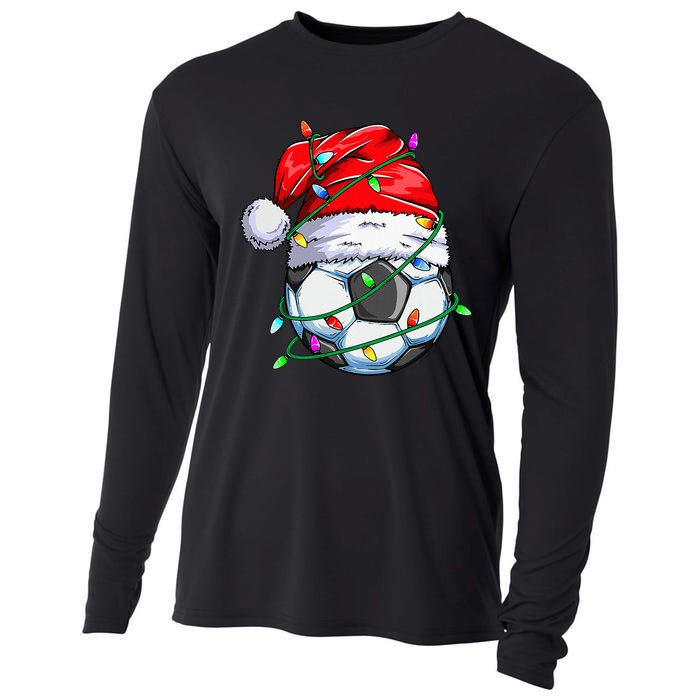 Christmas Soccer Ball Team Santa Sports Xmas  Cooling Performance Long Sleeve Crew