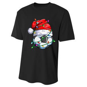 Christmas Soccer Ball Team Santa Sports Xmas  Performance Sprint T-Shirt