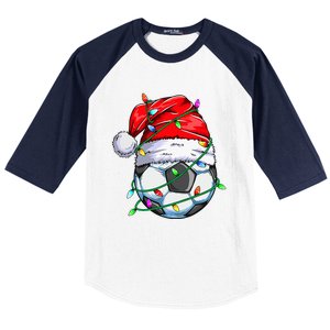 Christmas Soccer Ball Team Santa Sports Xmas  Baseball Sleeve Shirt