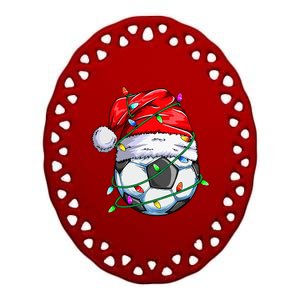 Christmas Soccer Ball Team Santa Sports Xmas  Ceramic Oval Ornament