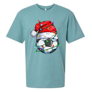 Christmas Soccer Ball Team Santa Sports Xmas  Sueded Cloud Jersey T-Shirt