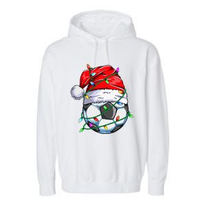 Christmas Soccer Ball Team Santa Sports Xmas  Garment-Dyed Fleece Hoodie