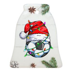 Christmas Soccer Ball Team Santa Sports Xmas  Ceramic Bell Ornament