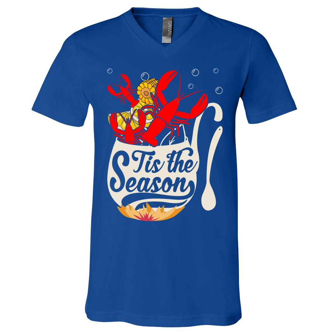 Crawfish Season Boil Funny Crayfish Eating Lobster Gift V-Neck T-Shirt