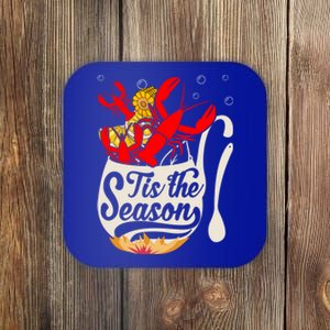 Crawfish Season Boil Funny Crayfish Eating Lobster Gift Coaster