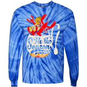 Crawfish Season Boil Funny Crayfish Eating Lobster Gift Tie-Dye Long Sleeve Shirt