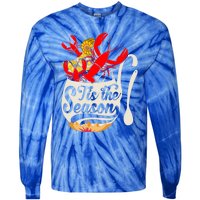 Crawfish Season Boil Funny Crayfish Eating Lobster Gift Tie-Dye Long Sleeve Shirt