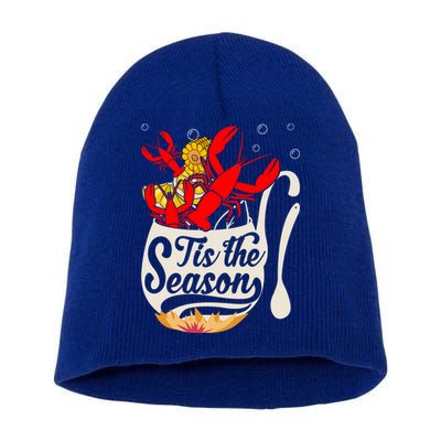 Crawfish Season Boil Funny Crayfish Eating Lobster Gift Short Acrylic Beanie