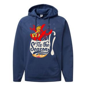 Crawfish Season Boil Funny Crayfish Eating Lobster Gift Performance Fleece Hoodie