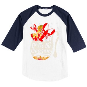 Crawfish Season Boil Funny Crayfish Eating Lobster Gift Baseball Sleeve Shirt