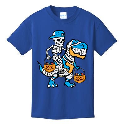 Cool Skeleton Blue Cap Dino Halloween Teen Gift Kids T-Shirt