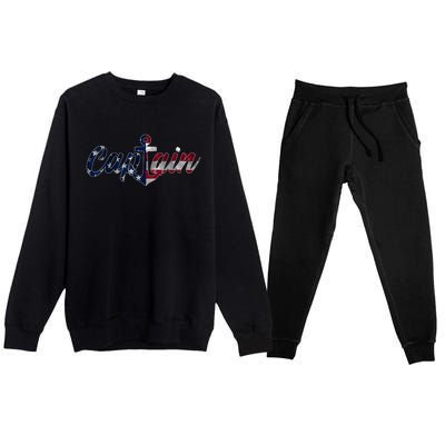 Captain Sailing Boat Sailing Captain Premium Crewneck Sweatsuit Set