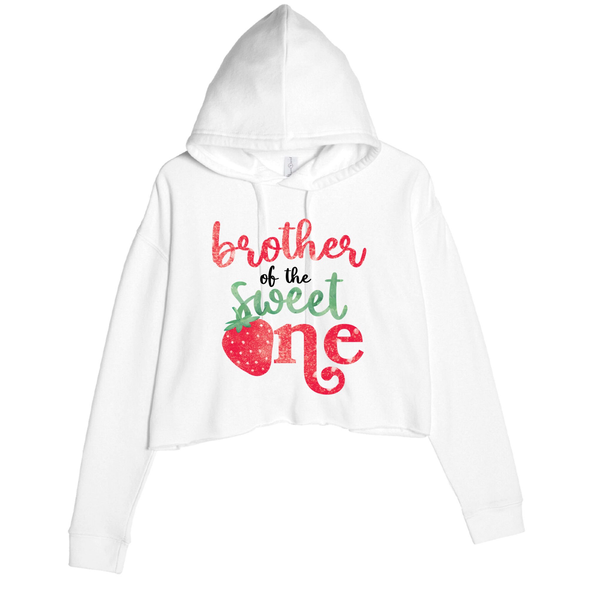 Cute Strawberry Brother Of The Sweet One Crop Fleece Hoodie