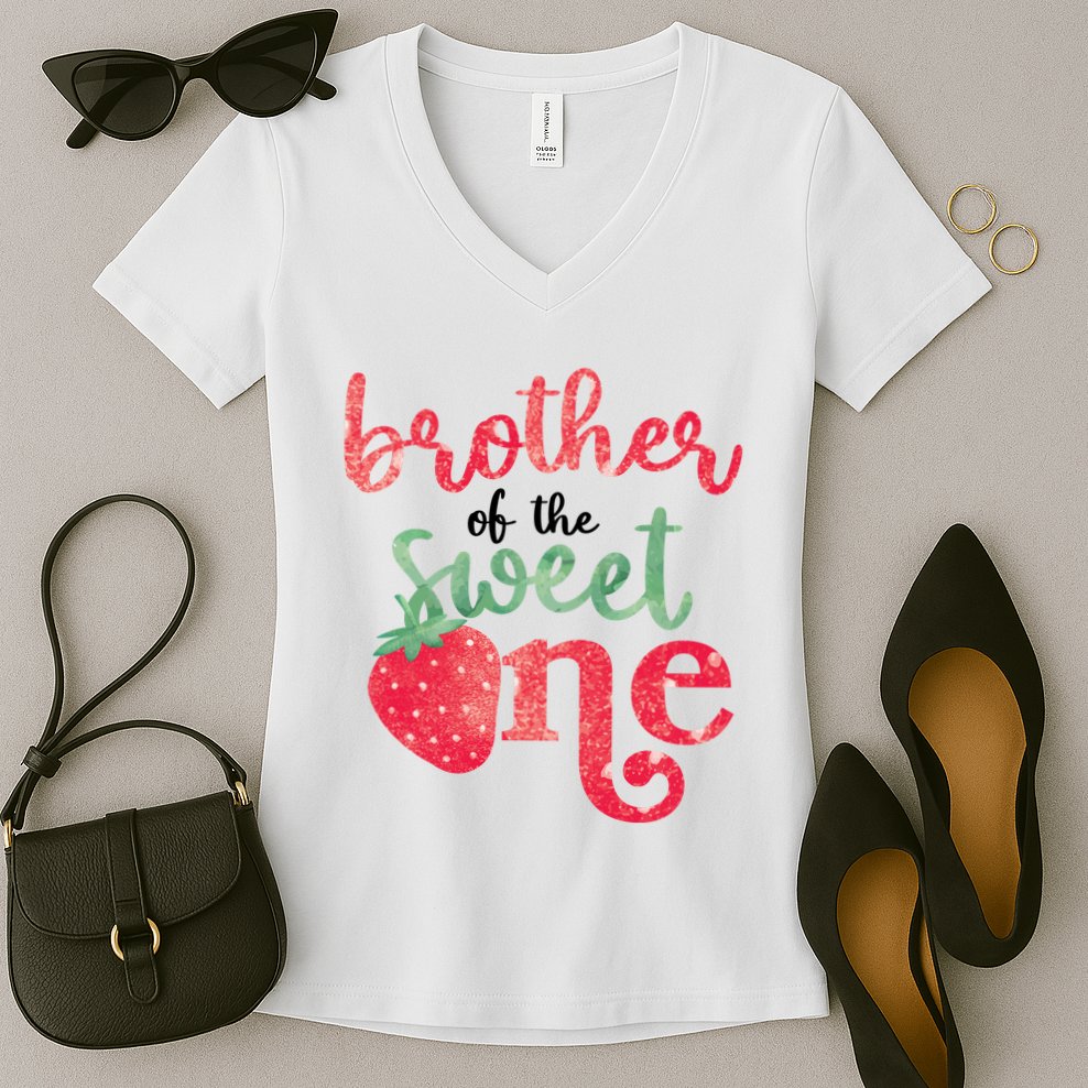 Cute Strawberry Brother Of The Sweet One Women's V-Neck T-Shirt