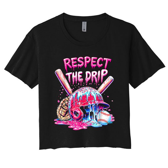 Cool Sport Baseball Home Plate Drip With Sprinkles Drip  Women's Crop Top Tee