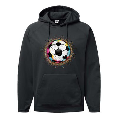 Colorful Soccer Ball Fan For Soccer Mom Cute Gift Performance Fleece Hoodie