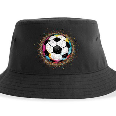 Colorful Soccer Ball Fan For Soccer Mom Cute Gift Sustainable Bucket Hat