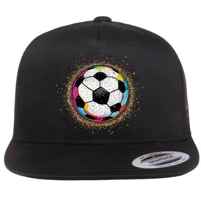 Colorful Soccer Ball Fan For Soccer Mom Cute Gift Flat Bill Trucker Hat