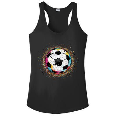 Colorful Soccer Ball Fan For Soccer Mom Cute Gift Ladies PosiCharge Competitor Racerback Tank