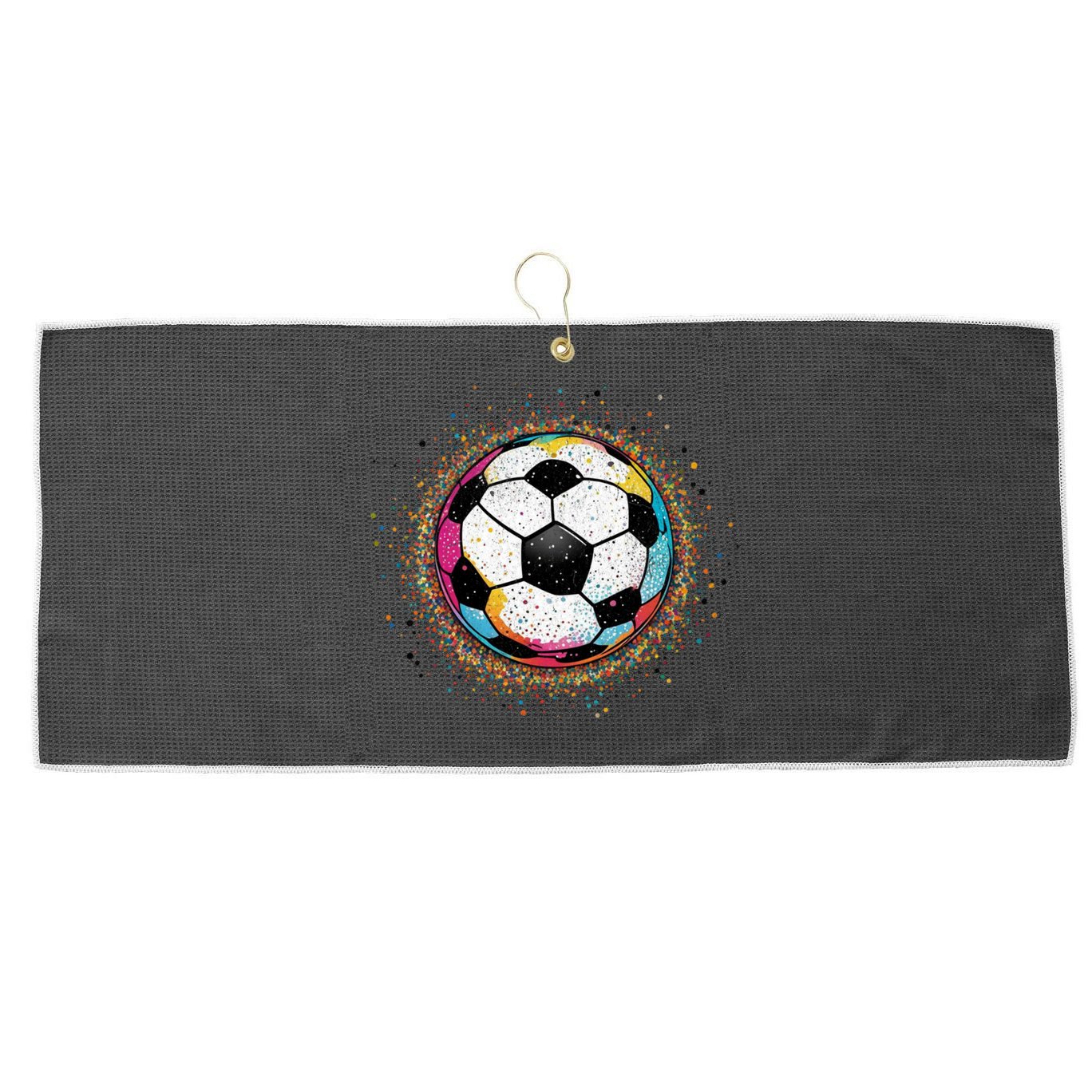 Colorful Soccer Ball Fan For Soccer Mom Cute Gift Large Microfiber Waffle Golf Towel