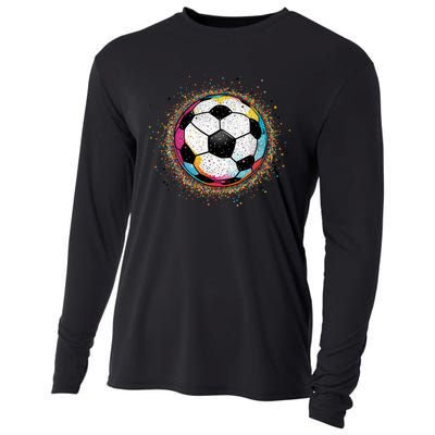 Colorful Soccer Ball Fan For Soccer Mom Cute Gift Cooling Performance Long Sleeve Crew