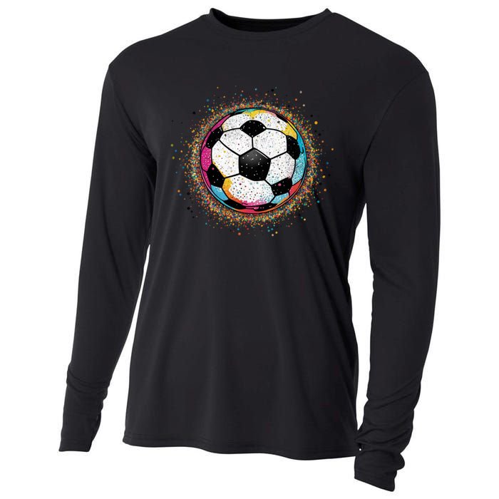 Colorful Soccer Ball Fan For Soccer Mom Cute Gift Cooling Performance Long Sleeve Crew