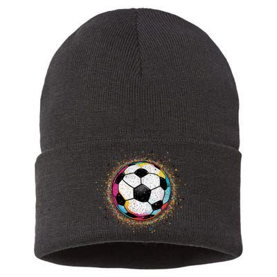 Colorful Soccer Ball Fan For Soccer Mom Cute Gift Sustainable Knit Beanie