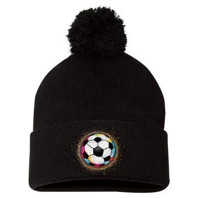 Colorful Soccer Ball Fan For Soccer Mom Cute Gift Pom Pom 12in Knit Beanie