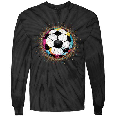 Colorful Soccer Ball Fan For Soccer Mom Cute Gift Tie-Dye Long Sleeve Shirt