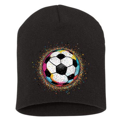 Colorful Soccer Ball Fan For Soccer Mom Cute Gift Short Acrylic Beanie