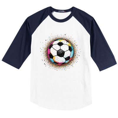 Colorful Soccer Ball Fan For Soccer Mom Cute Gift Baseball Sleeve Shirt