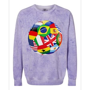 Cool Soccer Ball With World Flags Colorblast Crewneck Sweatshirt