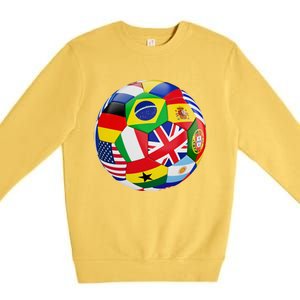 Cool Soccer Ball With World Flags Premium Crewneck Sweatshirt