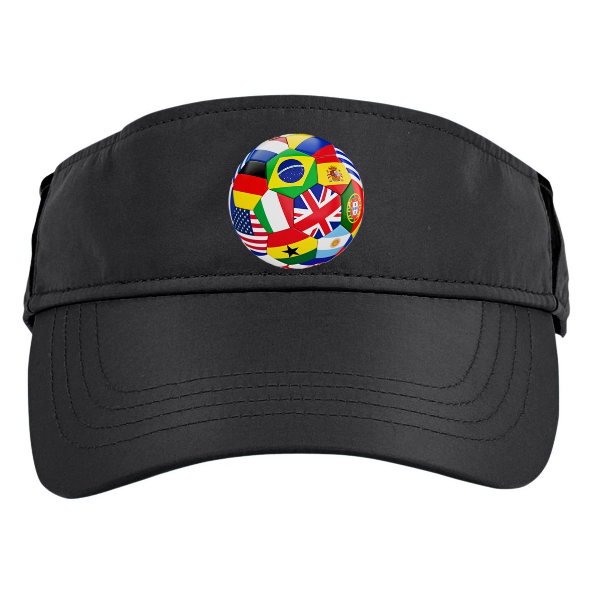 Cool Soccer Ball With World Flags Adult Drive Performance Visor