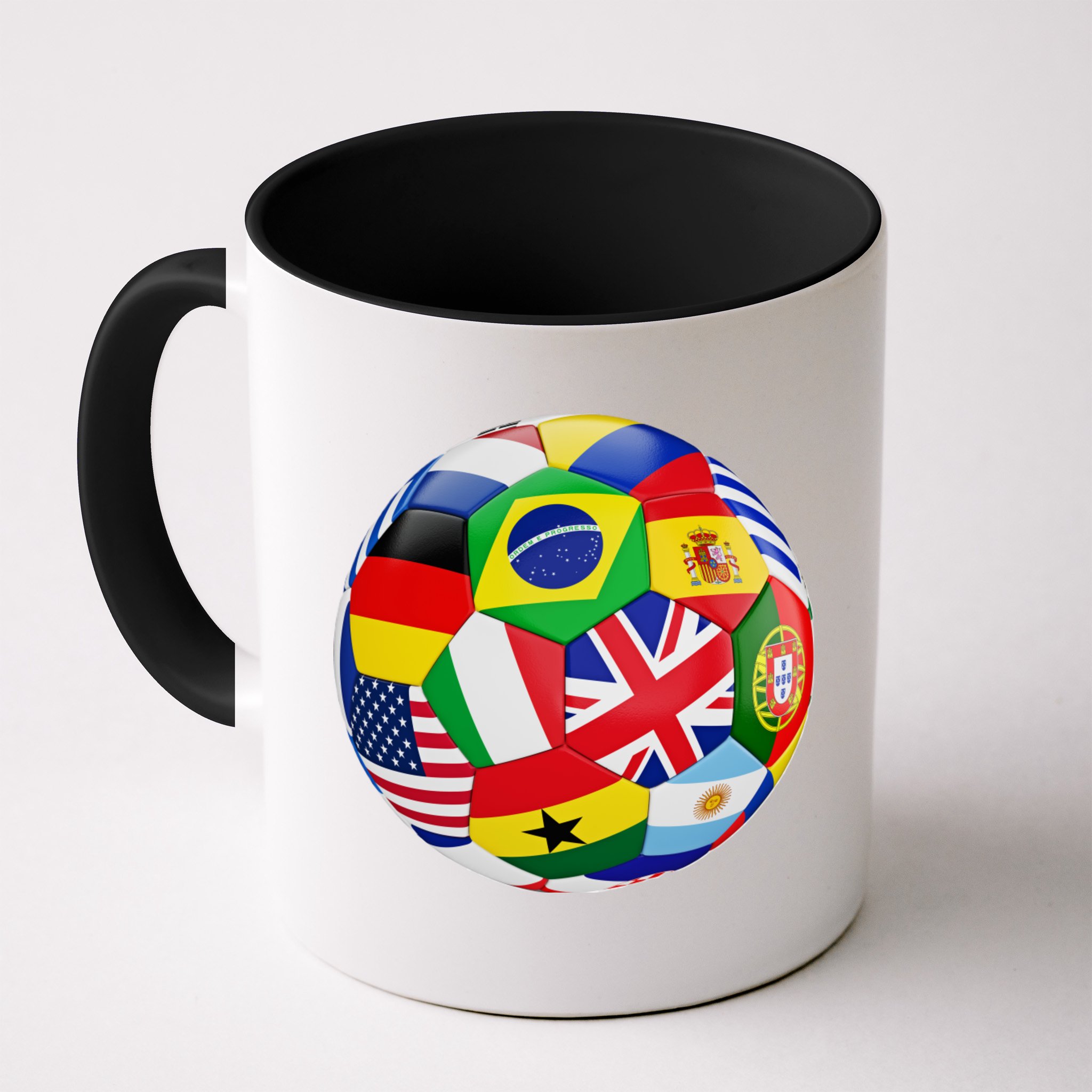 Cool Soccer Ball With World Flags Mug
