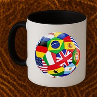 Cool Soccer Ball With World Flags Mug