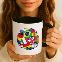 Cool Soccer Ball With World Flags Mug