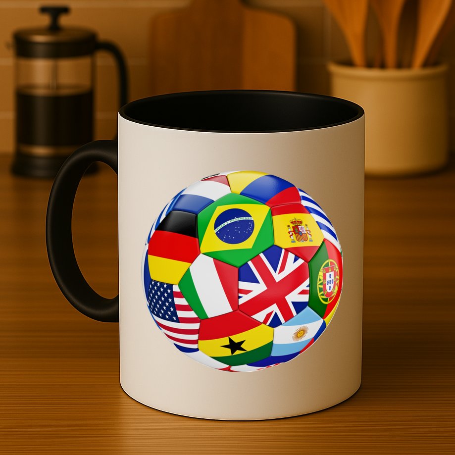 Cool Soccer Ball With World Flags Mug