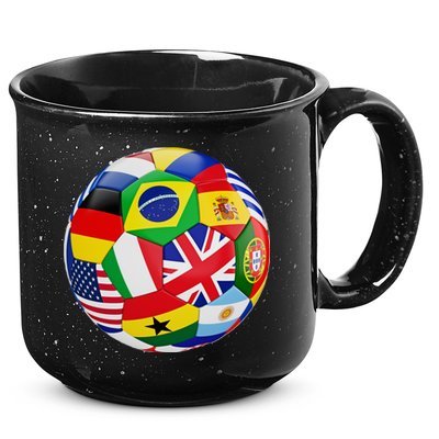 Cool Soccer Ball With World Flags 15oz Campfire Ceramic Mug