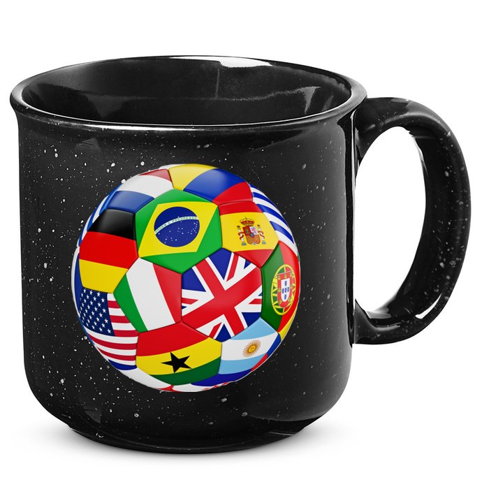 Cool Soccer Ball With World Flags 15oz Campfire Ceramic Mug