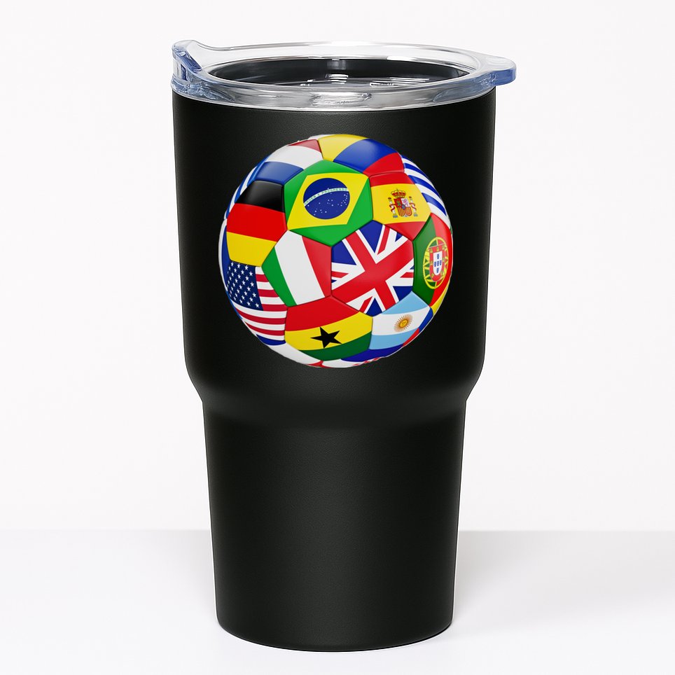 Cool Soccer Ball With World Flags Tumbler
