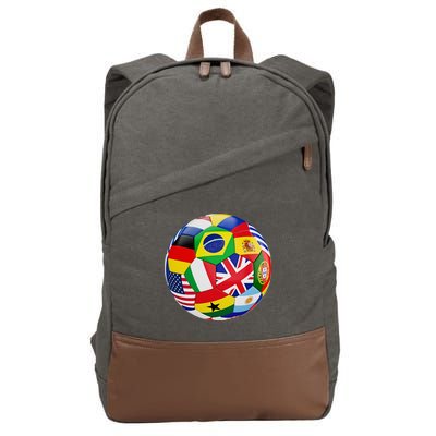 Cool Soccer Ball With World Flags Cotton Canvas Backpack