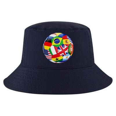 Cool Soccer Ball With World Flags Cool Comfort Performance Bucket Hat