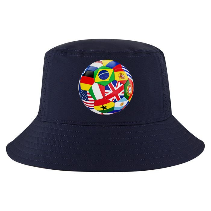 Cool Soccer Ball With World Flags Cool Comfort Performance Bucket Hat
