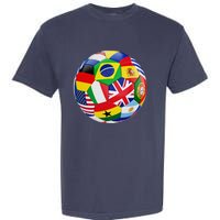 Cool Soccer Ball With World Flags Garment-Dyed Heavyweight T-Shirt