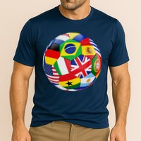 Cool Soccer Ball With World Flags Performance Shirt
