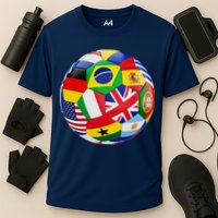 Cool Soccer Ball With World Flags Performance Shirt