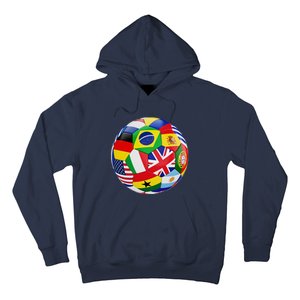 Cool Soccer Ball With World Flags Hoodie