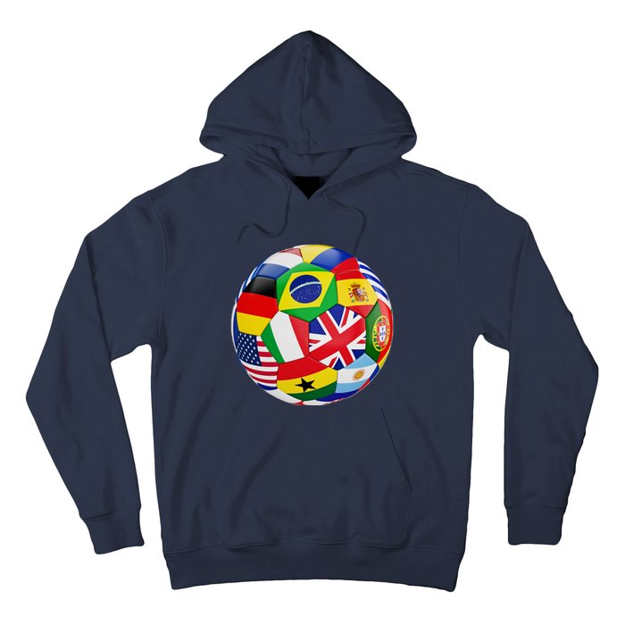 Cool Soccer Ball With World Flags Hoodie